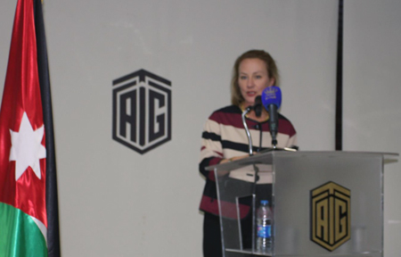 US Ambassador to Jordan Alice G. Wells addresses ministers, diplomats, business leaders and other guests at the Talal                           Abu-Ghazaleh Knowledge Forum this week (Photo courtesy of US Embassy)